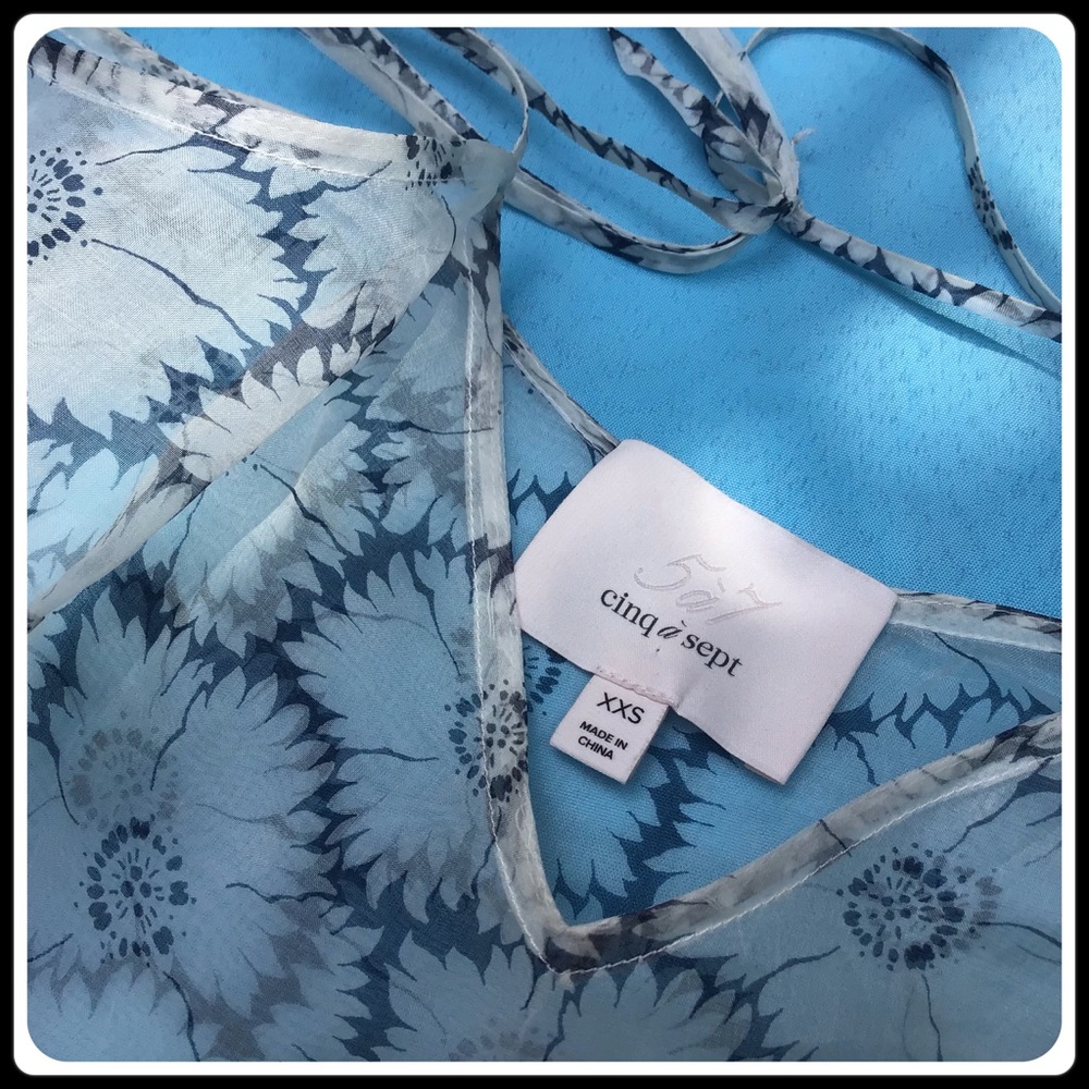 Cinq a Sept Esther floral ruffle hem silk top - Picture 9 of 11